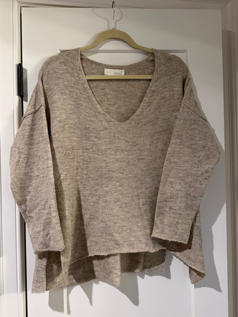 Pinch Oversized V-Neck Sweater in Heather Taupe